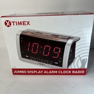 T256W Jumbo 1.4" Digital LED Alarm Clock Vtg Radio Gentle Wake Lighted Snooze